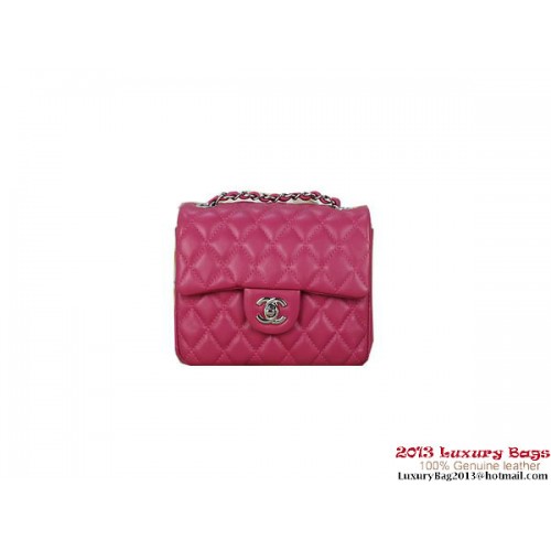 Chanel mini bolso clásico con solapa Rose Sheepskin 1115 Silver