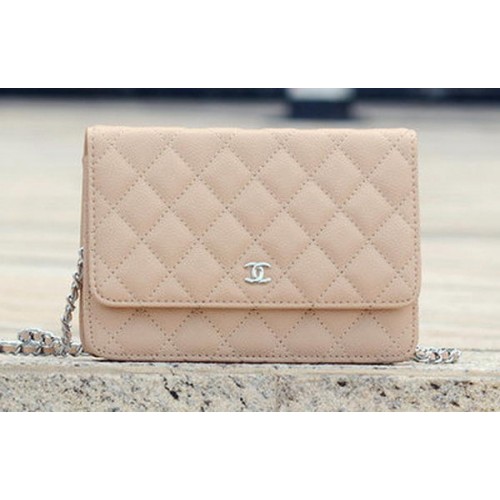 Chanel mini bolso con solapa Apricot Cannage Pattern A33814 Plata