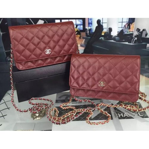 Bolso mini con solapa Chanel Patrón Cannage A8373 Borgoña