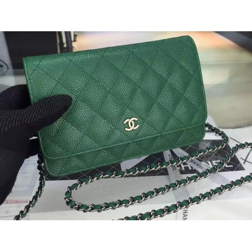 Bolso mini con solapa Chanel Patrón Cannage A8373 Verde