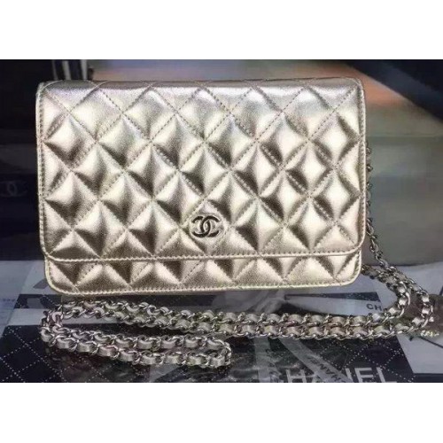 Chanel mini bolso con solapa Gold Cannage Pattern A8373 Silver