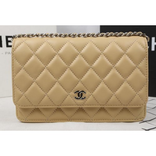 Bolso mini con solapa Chanel Piel de oveja original A33814 Albaricoque