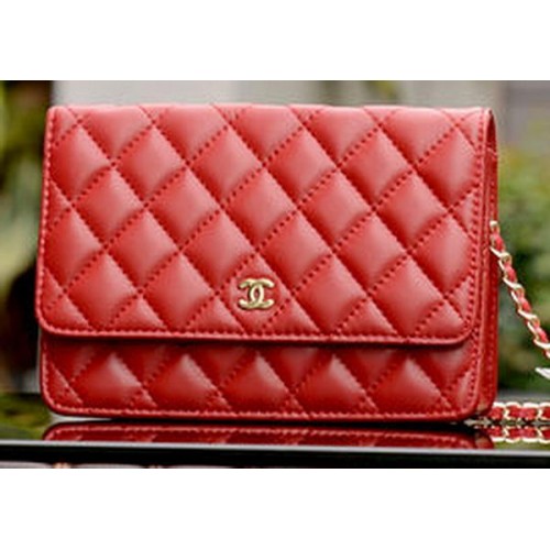Bolso mini con solapa Chanel Cuero de piel de oveja rojo A33814 Oro