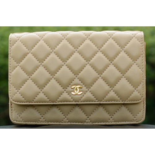 Chanel mini bolsos con solapa albaricoque piel de oveja cuero A33814 oro