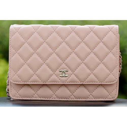 Chanel Mini bolsos con solapa Piel de oveja rosa A33814 Plata
