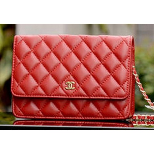 Chanel mini Flap Bolsos Piel de oveja roja A33814 Oro