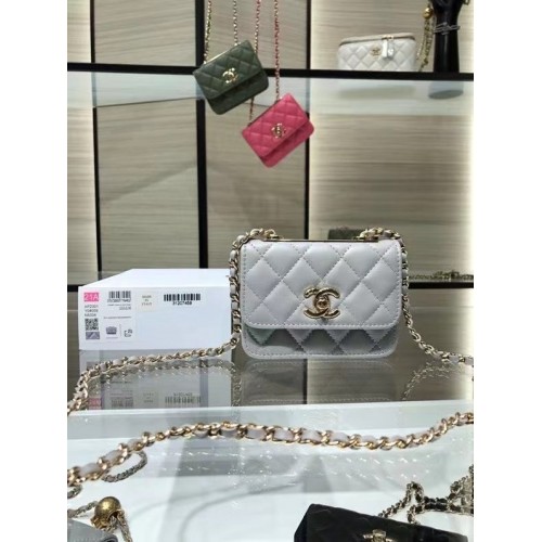 Chanel mini Flap Shoulder Bag Cuero original AP2301 gris