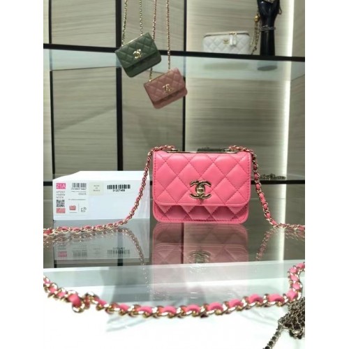 Bolso de hombro con solapa mini Chanel Cuero original AP2301 rosa