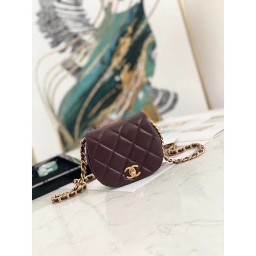 Chanel mini Flap Shoulder Bag Cuero original AP2344 Vino