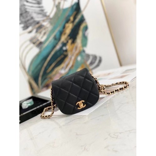Bolso de hombro con solapa mini Chanel Cuero original AP2344 negro