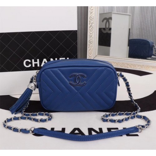 Chanel mini bandolera de piel de oveja 4669 azul