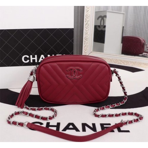 Chanel mini bandolera de piel de oveja 4669 rojo