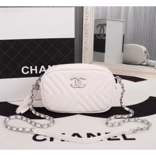 Chanel mini bandolera de piel de oveja 4669 blanco