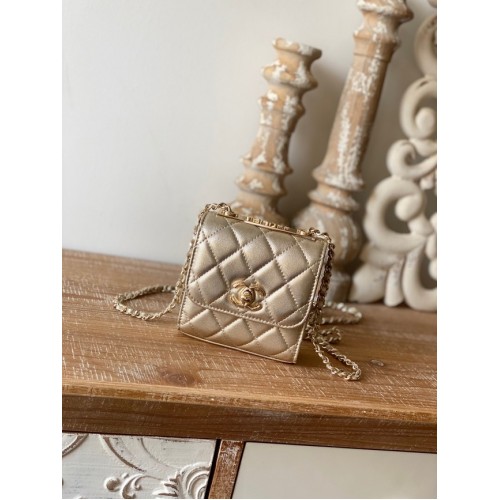 Bolso de hombro mini Chanel Piel de cordero Metal dorado 88631 dorado