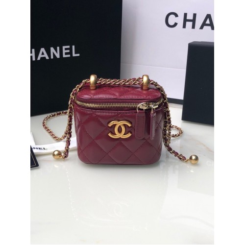 Bolso de hombro mini Chanel Piel de cordero Metal dorado AP2292 Burdeos