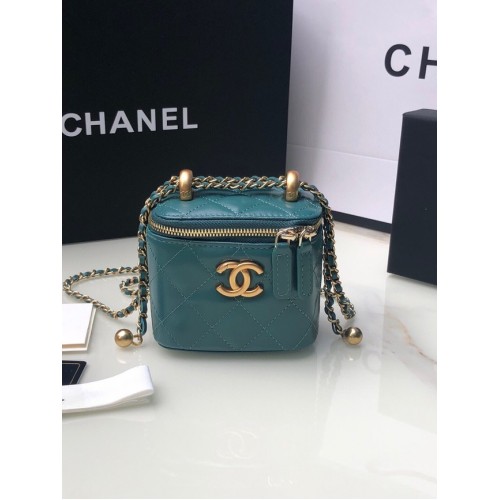 Bolso de hombro Chanel mini Piel de cordero Metal dorado AP2292 azul
