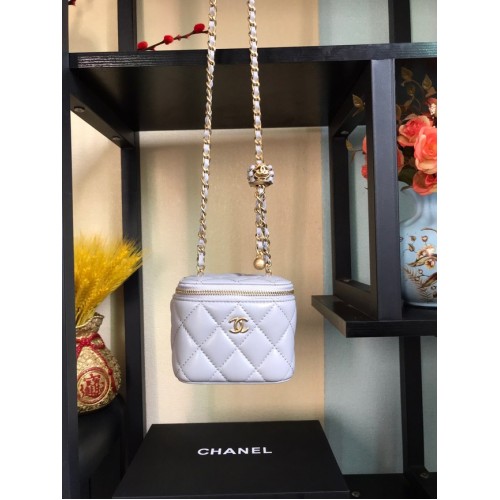 Bolso de hombro Chanel mini Piel de cordero Metal dorado AP2929 gris claro