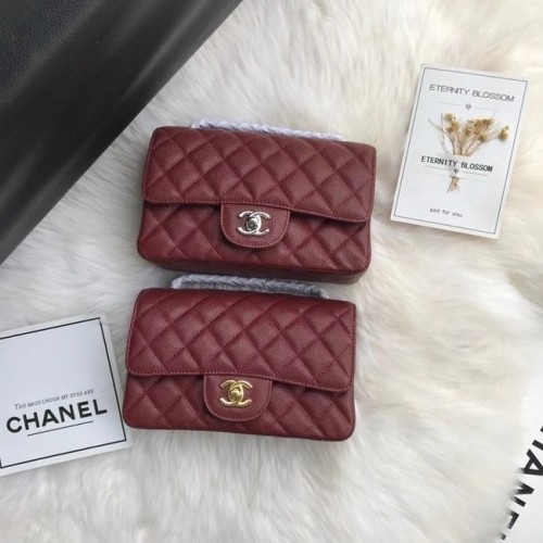 Bolso mini con solapa Chanel Piel de becerro granulada A1116 Burdeos