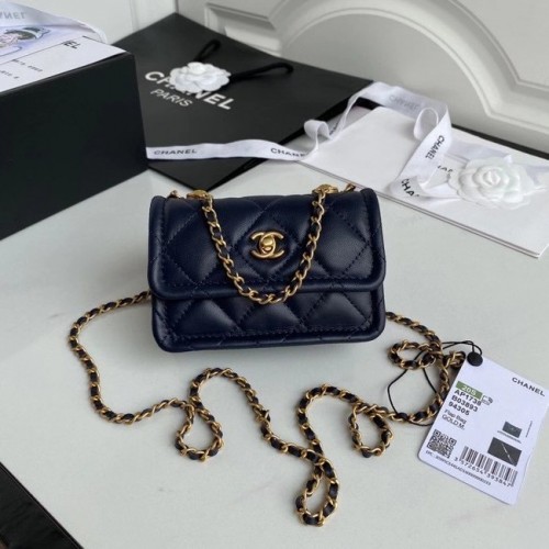 Bolso mini con solapa Chanel Piel de cordero Metal dorado AP1738 azul royal