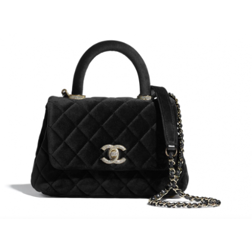 Minibolso Chanel con solapa y asa superior AS2215 negro