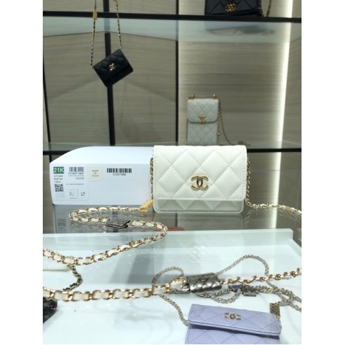 Bolso de hombro Chanel mini en piel AP2444 blanco