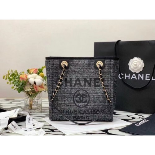 Chanel pequeño Shopping bag A66940 negro