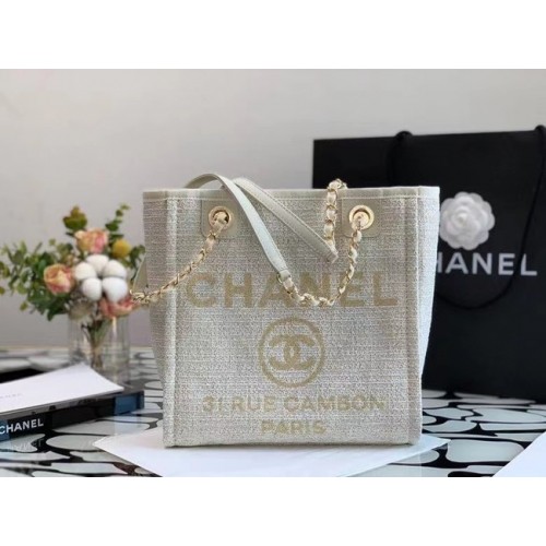 Chanel pequeño Shopping bag A66940 blanco