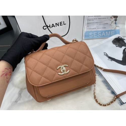 Bolso pequeño con solapa Chanel Piel de becerro metal dorado A93749 marrón