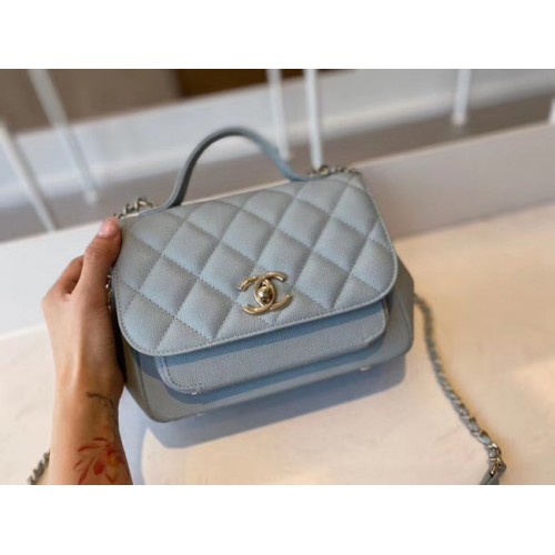 Bolso pequeño con solapa Chanel Piel de becerro metal dorado A93749 azul claro