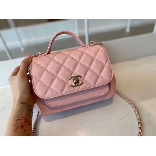 Bolso pequeño con solapa Chanel Piel de becerro Metal dorado A93749 rosa