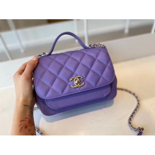 Bolso pequeño con solapa Chanel Piel de becerro Metal dorado A93749 violeta