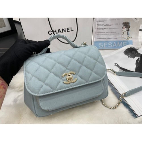 Bolso pequeño con solapa Chanel Piel de becerro Metal dorado A93749 azul cielo