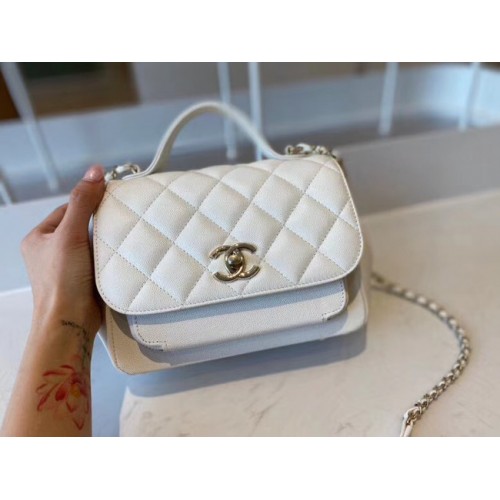 Bolso pequeño con solapa Chanel Piel de becerro metal dorado A93749 blanco