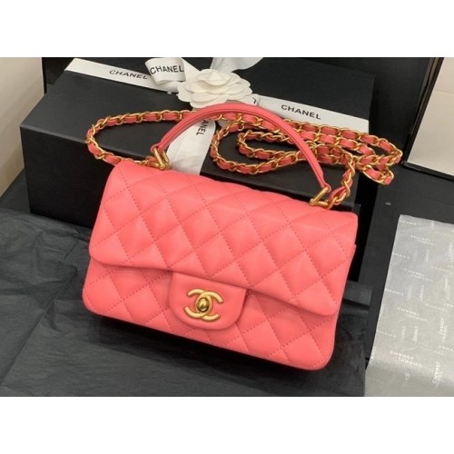 Bolso shopper pequeño Chanel Piel de cordero Metal doradoAS2431 rosa