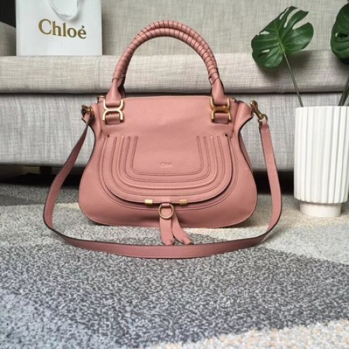 Bolso con asa superior de piel de becerro original Chloe Marcie 166320 rosa