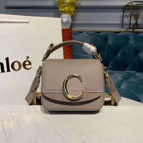 Bolso pequeño Chloe Original de piel de becerro con asa superior 3S030 Gris
