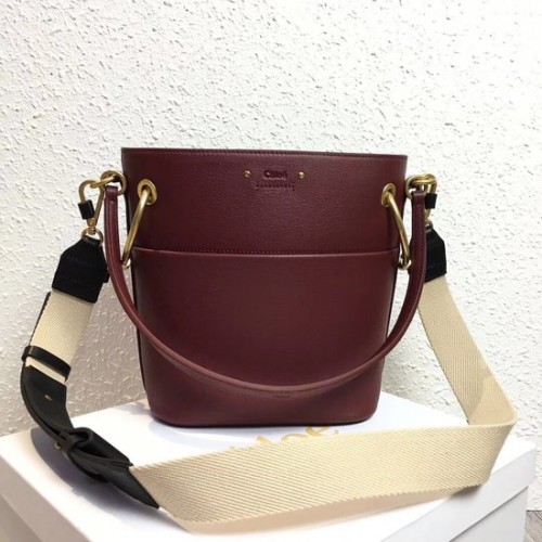 Bolso bombonera Chloe Roy Mini de piel lisa S126 Morado ciruela