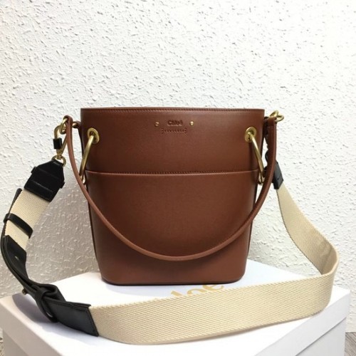 Bolso bombonera mini Chloe Roy de piel lisa S126 camel