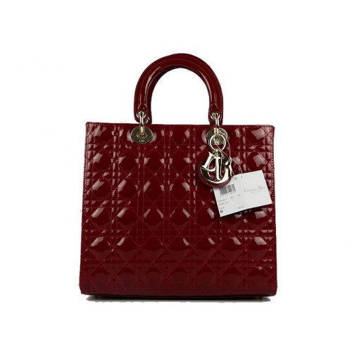 Bolsos de charol Christian Dior Bolso grande Lady Dior CAL44561 Vino dorado