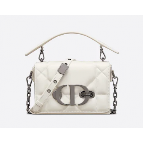 BOLSO CAJA DIOR 30 MONTAIGNE CON ASA Latte Maxicannage Piel de cordero M9218B BLANCO