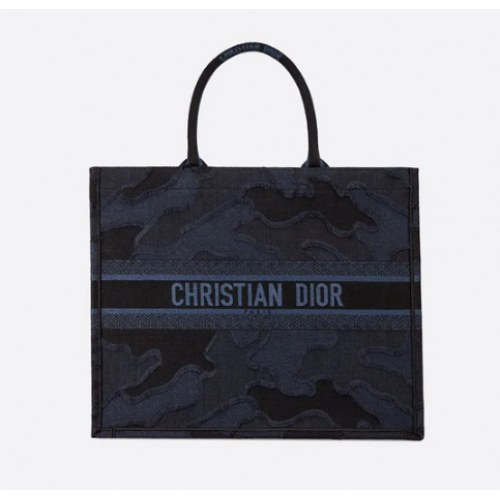 BOLSO AZUL DIOR DIOR BOOK TOTE CAMUFLAJE BORDADO LONA M1286