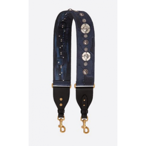 CORREA TOTALMENTE BORDADA CAMUFLAJE MULTICOLOR AZUL DIOR M928