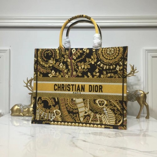 BOLSO TOTE DIOR BOOK DE LONA BORDADA C1286 Oro