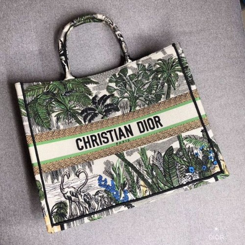 BOLSO TOTE BOOK DIOR DE LONA BORDADA C1286 Verde