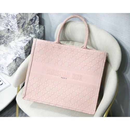 BOLSO TOTE DIOR BOOK DE LONA BORDADA C1286 Rosa