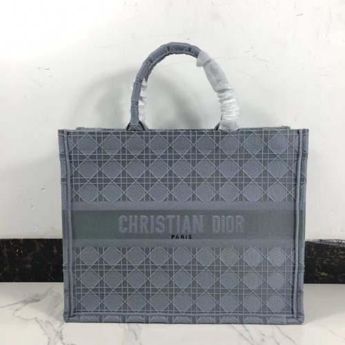 BOLSO TOTE DIOR BOOK DE LONA BORDADA C1286 gris azul