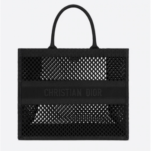 DIOR BOOK TOTE Bordado de malla negra M1286Z