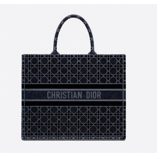 DIOR BOOK TOTE Terciopelo bordado Blue Cannage M1286Z