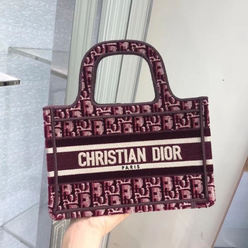 DIOR BOOK TOTE Burdeos Dior Oblique Bordado Terciopelo M1286Z