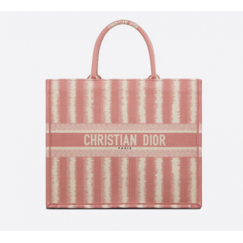 DIOR BOOK TOTE Bordado D-Stripes M1286 Rosa